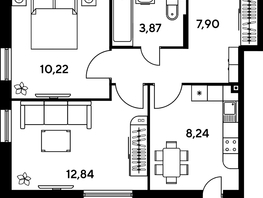 Продается 2-комнатная квартира ЖК Малина Парк, дом 1, 46.79  м², 8980000 рублей