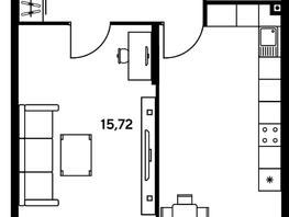 Продается 1-комнатная квартира ЖК Малина Парк, дом 2, 42.73  м², 7660000 рублей