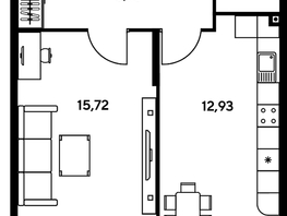 Продается 1-комнатная квартира ЖК Малина Парк, дом 2, 42.73  м², 8690000 рублей