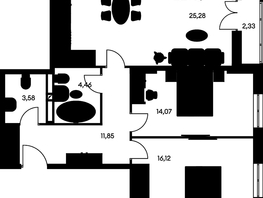 Продается 3-комнатная квартира ЖК Культура, дом 1, 78.68  м², 11560000 рублей