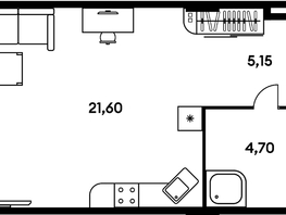 Продается 1-комнатная квартира ЖК Гринсайд, 5.1-5.5, 31.45  м², 6390000 рублей