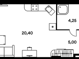 Продается 1-комнатная квартира ЖК Гринсайд, 5.1-5.5, 29.75  м², 6340000 рублей