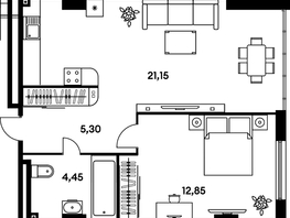 Продается 2-комнатная квартира ЖК Гринсайд, 5.1-5.5, 44.55  м², 8420000 рублей