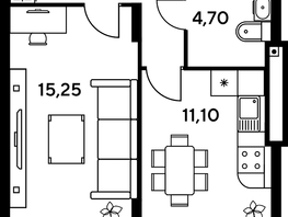 Продается 2-комнатная квартира ЖК Сезоны, 50.15  м², 6620000 рублей