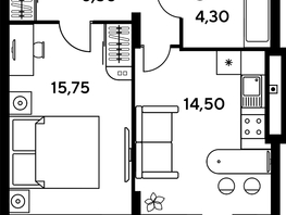 Продается 2-комнатная квартира ЖК Сезоны, 45.75  м², 6307500 рублей