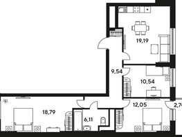 Продается 3-комнатная квартира ЖК Малина Парк, дом 4, 81.58  м², 9410000 рублей