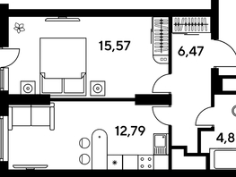 Продается 1-комнатная квартира ЖК Малина Парк, дом 4, 42.41  м², 8400000 рублей