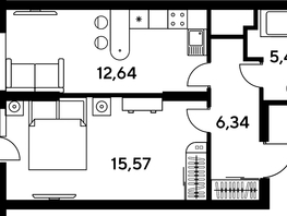 Продается 1-комнатная квартира ЖК Малина Парк, дом 4, 42.95  м², 8500000 рублей