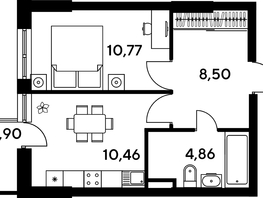 Продается 1-комнатная квартира ЖК Малина Парк, дом 4, 37.19  м², 5060000 рублей