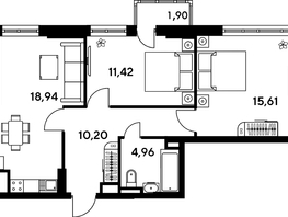 Продается 3-комнатная квартира ЖК Малина Парк, дом 4, 64.33  м², 7940000 рублей