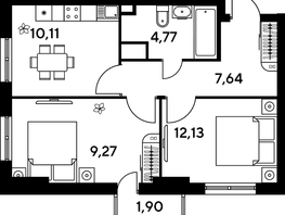 Продается 2-комнатная квартира ЖК Малина Парк, дом 4, 47.27  м², 6680000 рублей