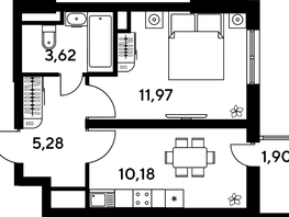 Продается 1-комнатная квартира ЖК Малина Парк, дом 4, 33.11  м², 7770000 рублей