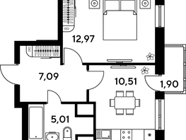 Продается 1-комнатная квартира ЖК Малина Парк, дом 4, 38.15  м², 7090000 рублей