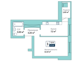 Продается 1-комнатная квартира ЖК Красный, 27.1  м², 2652000 рублей