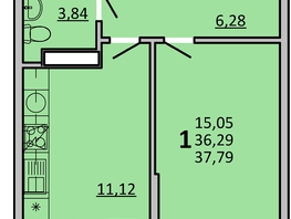 Продается 1-комнатная квартира ЖК Frame (Фрейм), 11В, 37.79  м², 6443195 рублей