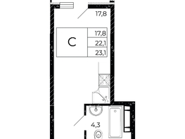 Продается Студия ЖК Флора, литера 3.1, 23.1  м², 3418800 рублей