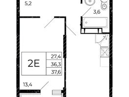 Продается 1-комнатная квартира ЖК Флора, литера 3.1, 37.6  м², 5000800 рублей