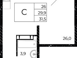 Продается Студия ЖК Флора, литера 3.1, 31.5  м², 3906000 рублей