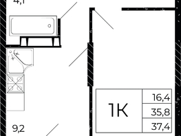 Продается 1-комнатная квартира ЖК Флора, литера 3.1, 37.4  м², 5011600 рублей