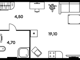 Продается 1-комнатная квартира ЖК Гринсайд, 5.1-5.5, 28.3  м², 5440000 рублей