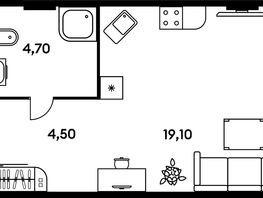 Продается 1-комнатная квартира ЖК Гринсайд, 5.1-5.5, 28.3  м², 5380000 рублей