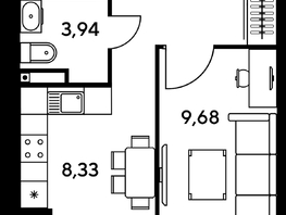 Продается 1-комнатная квартира ЖК Малина Парк, дом 1, 32.81  м², 7790000 рублей