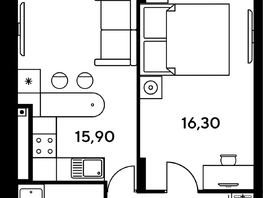 Продается 2-комнатная квартира ЖК Сезоны, 45.85  м², 7514600 рублей