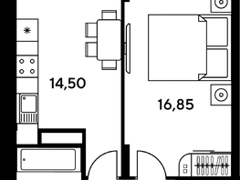 Продается 1-комнатная квартира ЖК Сезоны, 46  м², 7583300 рублей