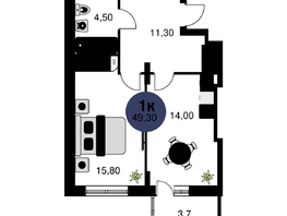 Продается 1-комнатная квартира ЖК Сезоны, 49.3 м², 6730000 рублей