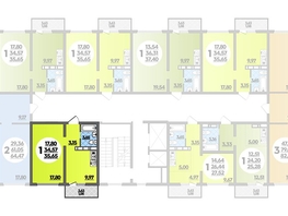 Продается 1-комнатная квартира ЖК Платовский, литер 13, 35.65  м², 4253045 рублей