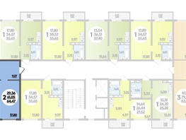 Продается 2-комнатная квартира ЖК Платовский, литер 13, 64.47  м², 6949866 рублей