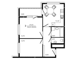 Продается 2-комнатная квартира ЖК ПРИТЯЖЕНИЕ, литер 3, 58.5  м², 7137000 рублей