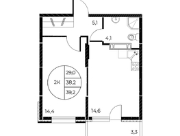 Продается 2-комнатная квартира ЖК Панорама на Театральном, литера 1, 39.2  м², 6530720 рублей