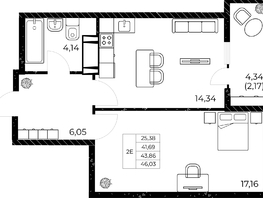 Продается 1-комнатная квартира ЖК Звезда Столицы 2, 46.03 м², 7779070 рублей