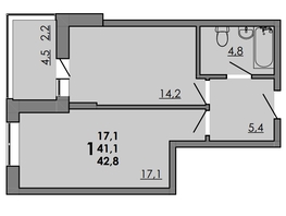 Продается 1-комнатная квартира ЖК Gray (Грэй), кв-л 11-3, 42.8  м², 5585400 рублей