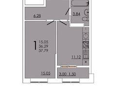 Продается 1-комнатная квартира ЖК Frame (Фрейм), 11А, 37.79  м², 6688830 рублей