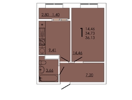 Продается 1-комнатная квартира ЖК Frame (Фрейм), 11А, 36.13  м², 6395010 рублей