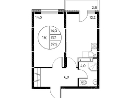 Продается 1-комнатная квартира ЖК Панорама на Театральном, литера 1, 37.9  м², 6196650 рублей