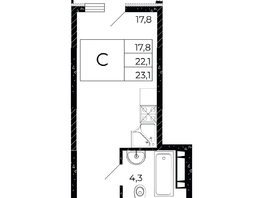 Продается Студия ЖК Флора, литера 2.1, 23.1  м², 3441900 рублей