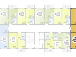 Продается 3-комнатная квартира ЖК Платовский, литер 13, 82.47  м², 10135563 рублей