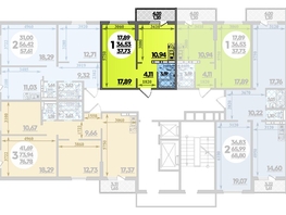 Продается 1-комнатная квартира ЖК Суворовский, литера 02, 37.73  м², 4755820 рублей