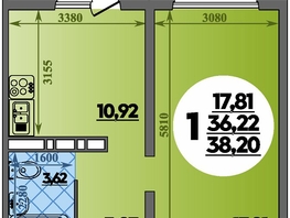 Продается 1-комнатная квартира ЖК Суворовский, литера 1, 38.2 м², 4939999 рублей