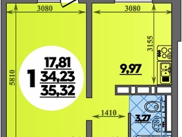 Продается 1-комнатная квартира ЖК Суворовский, литера 1, 35.32 м², 4710000 рублей
