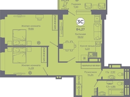 Продается 3-комнатная квартира ЖК Сокольники, литера 9, 84.78 м², 9495360 рублей