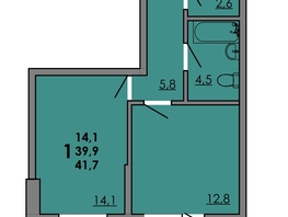 Продается 1-комнатная квартира ЖК Gray (Грэй), кв-л 11-2, 41.7  м², 5650350 рублей