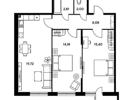 Продается 3-комнатная квартира ЖК Малина Парк, дом 1, 65.97  м², 8540000 рублей