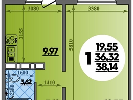 Продается 1-комнатная квартира ЖК Суворовский, литера 1, 38.14 м², 4789999 рублей