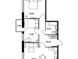 Продается 3-комнатная квартира ЖК Малина Парк, дом 1, 61.61  м², 9750000 рублей