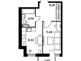 Продается 1-комнатная квартира ЖК Малина Парк, дом 1, 32.81  м², 5520000 рублей