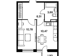 Продается 1-комнатная квартира ЖК Малина Парк, дом 1, 36.11  м², 6020000 рублей